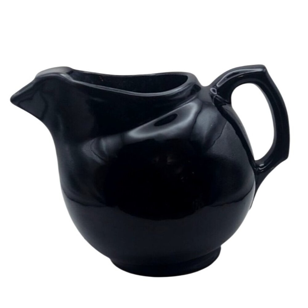 Vintage Beauceware Pottery Tilting Glossy Black Jug Pitcher Stoneware MCM Canada